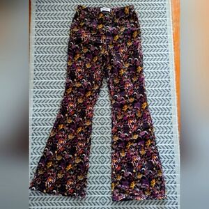 Wrangle Floral Print Cordouroy Bell-Bottom Flare Pants Sz 2